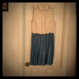 Blue and white denim dress